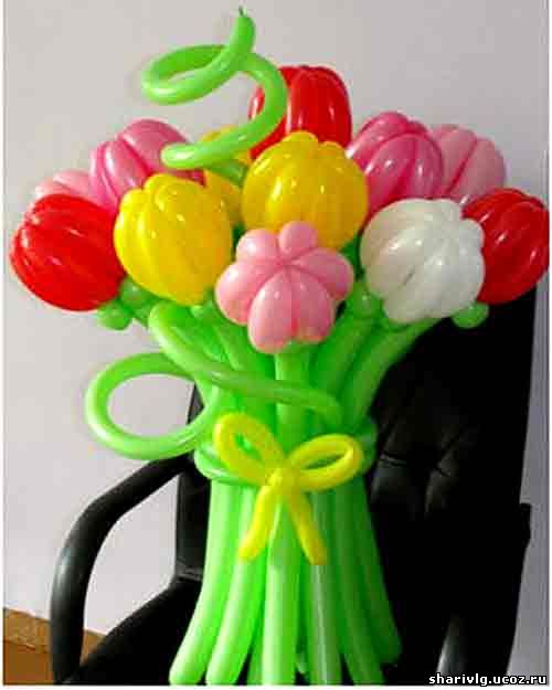 Букет тюльпанов из воздушных шаров - Первые цветы