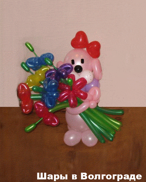 Собака цветная из воздушных шаров